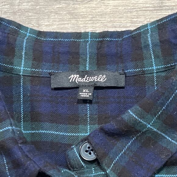 Madewell Flannel Bromley Button Up Shirt in Bryanston Plaid Womens Size XL Top - Picture 4 of 7